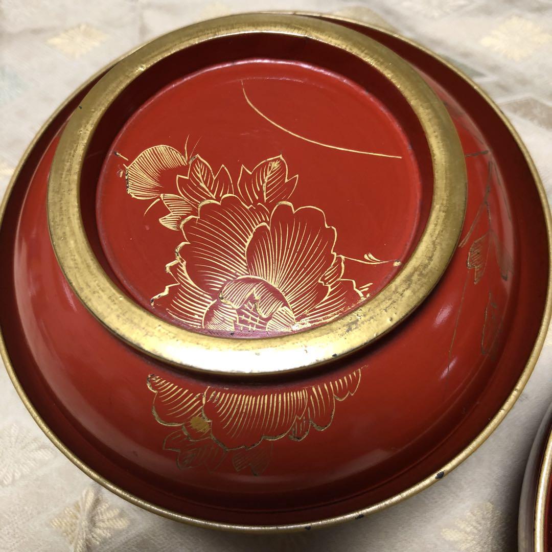 輪島塗　金蒔絵　汁椀　菓子椀　牡丹図5客セット