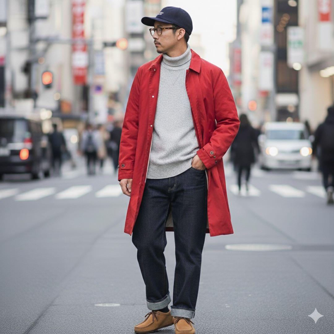 A VONTADE アボンタージ ダブルクロス ステンカラーコート 赤 L A VONTADE アボンタージ ダブルクロス ステンカラーコート 赤 L