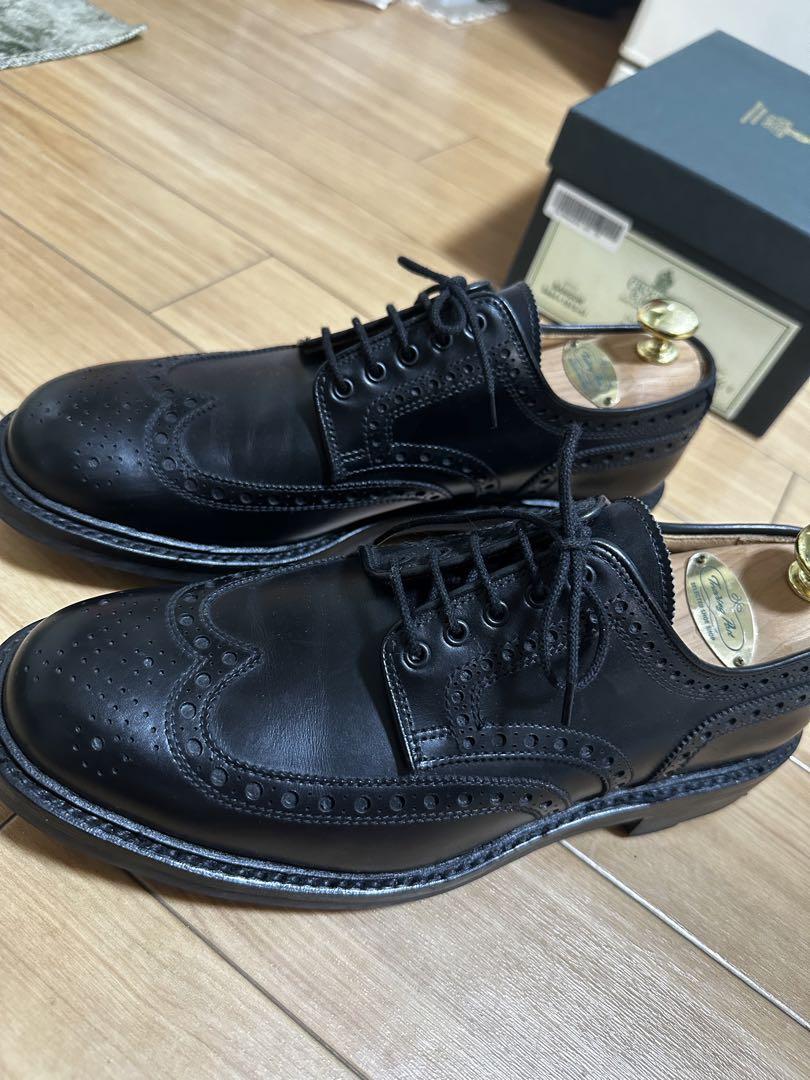 Crockett & Jones 黒 レザー ウィングチップ靴