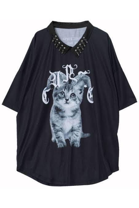 【送料込】 TRAVAS 半袖 Tシャツ グラフィック 黒猫 TOKYO トップス