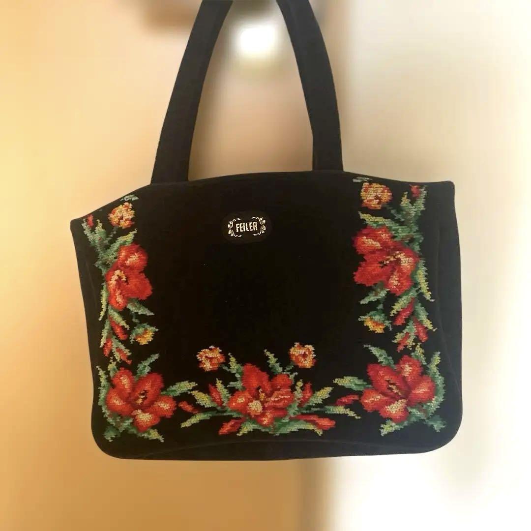 FEILER 花柄刺繍 パーティーバッグ