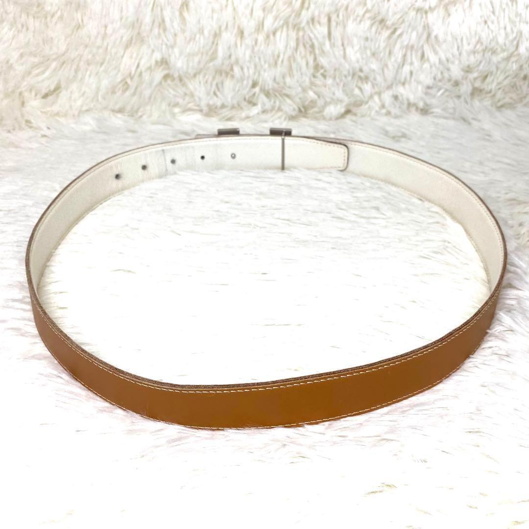 【極美品】エルメス ベルト ストリエ コンスタンス リバーシブル 茶 白 85