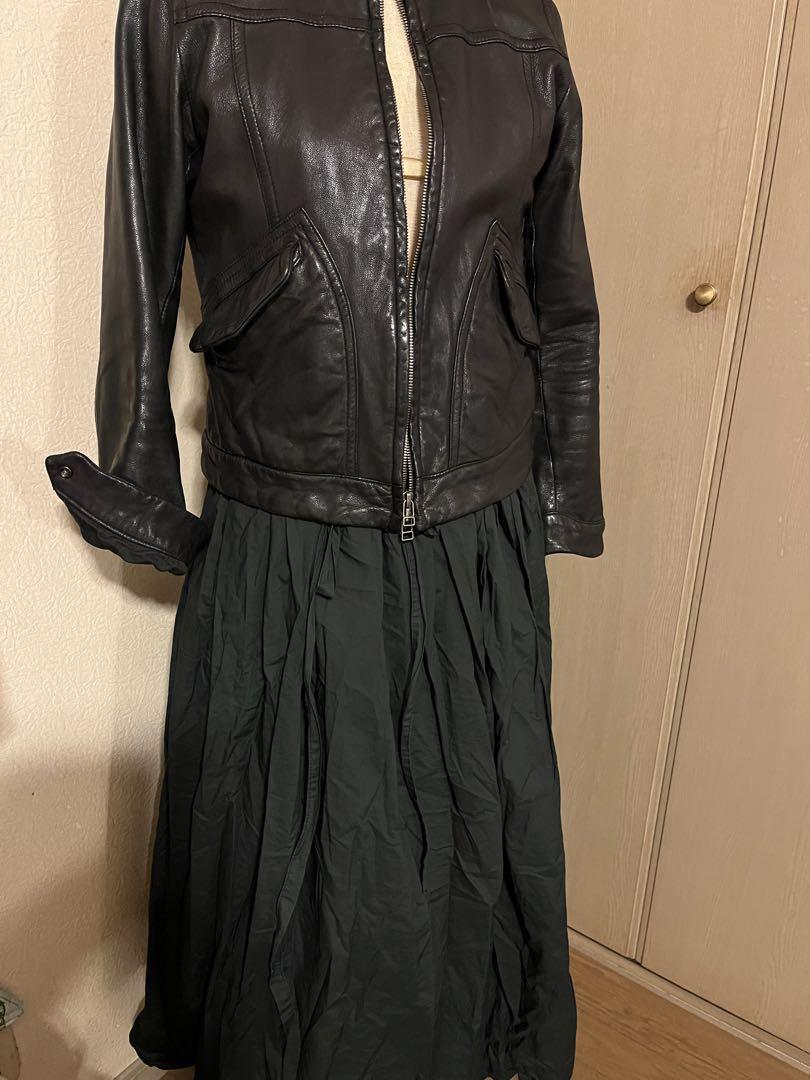 黒 レザー シングルライダースジャケット