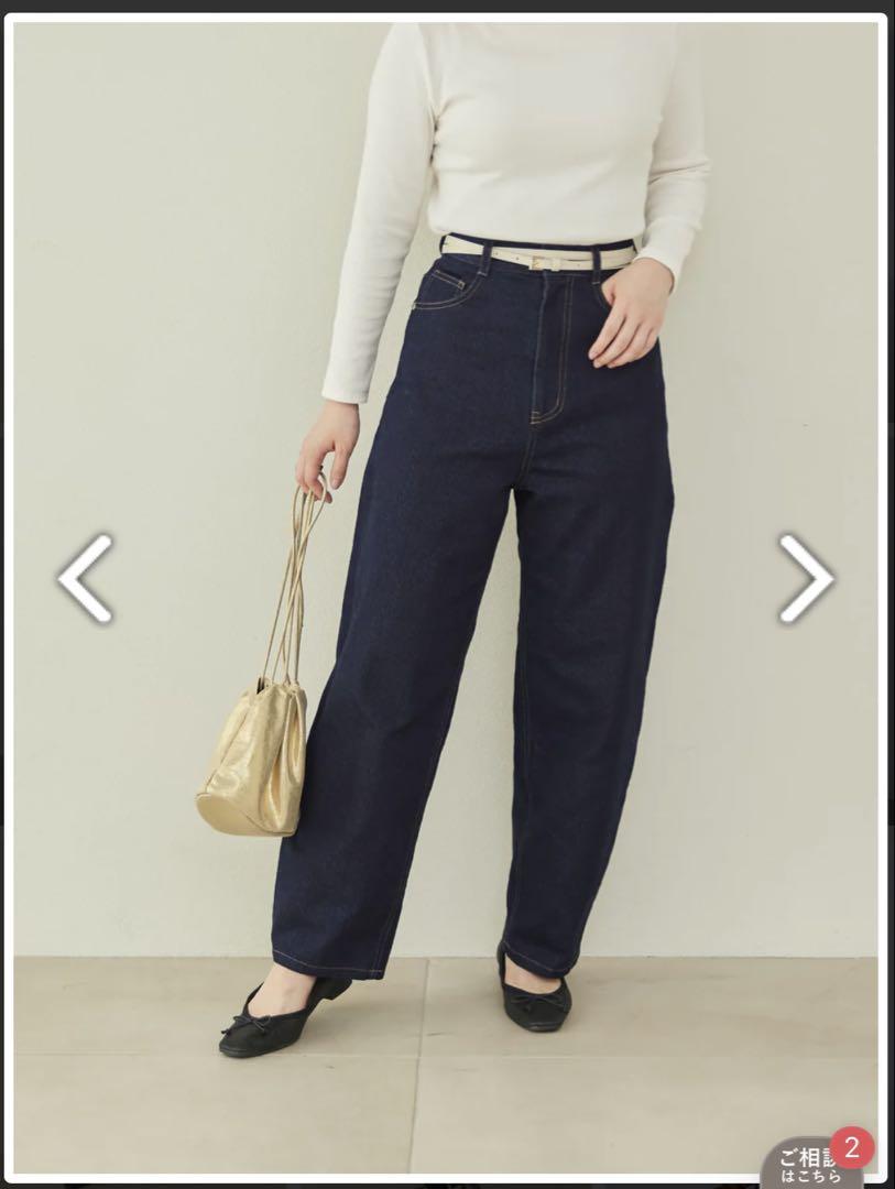 COHINA ラメコクーンデニムパンツ　ダークインディゴ　short-S