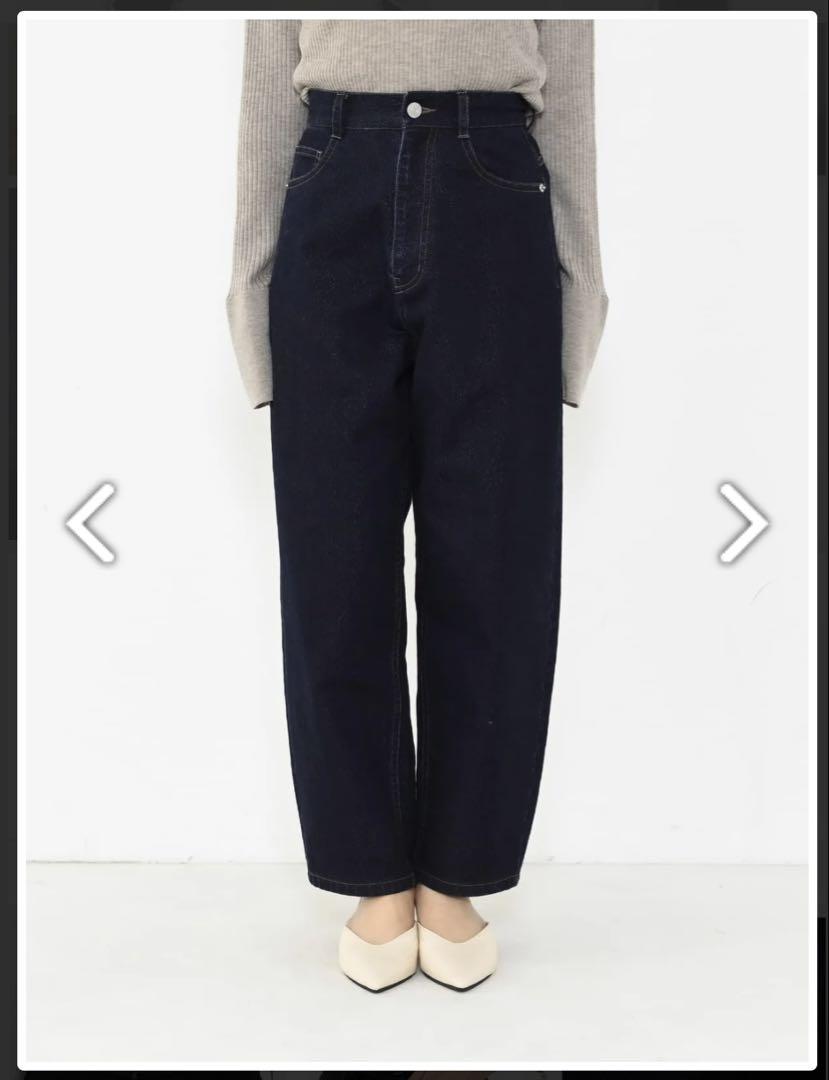 COHINA ラメコクーンデニムパンツ　ダークインディゴ　short-S
