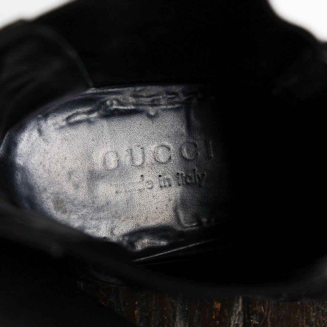 【美品】GUCCI ブラック サイドゴアブーツ アーモンドトゥ 25cm