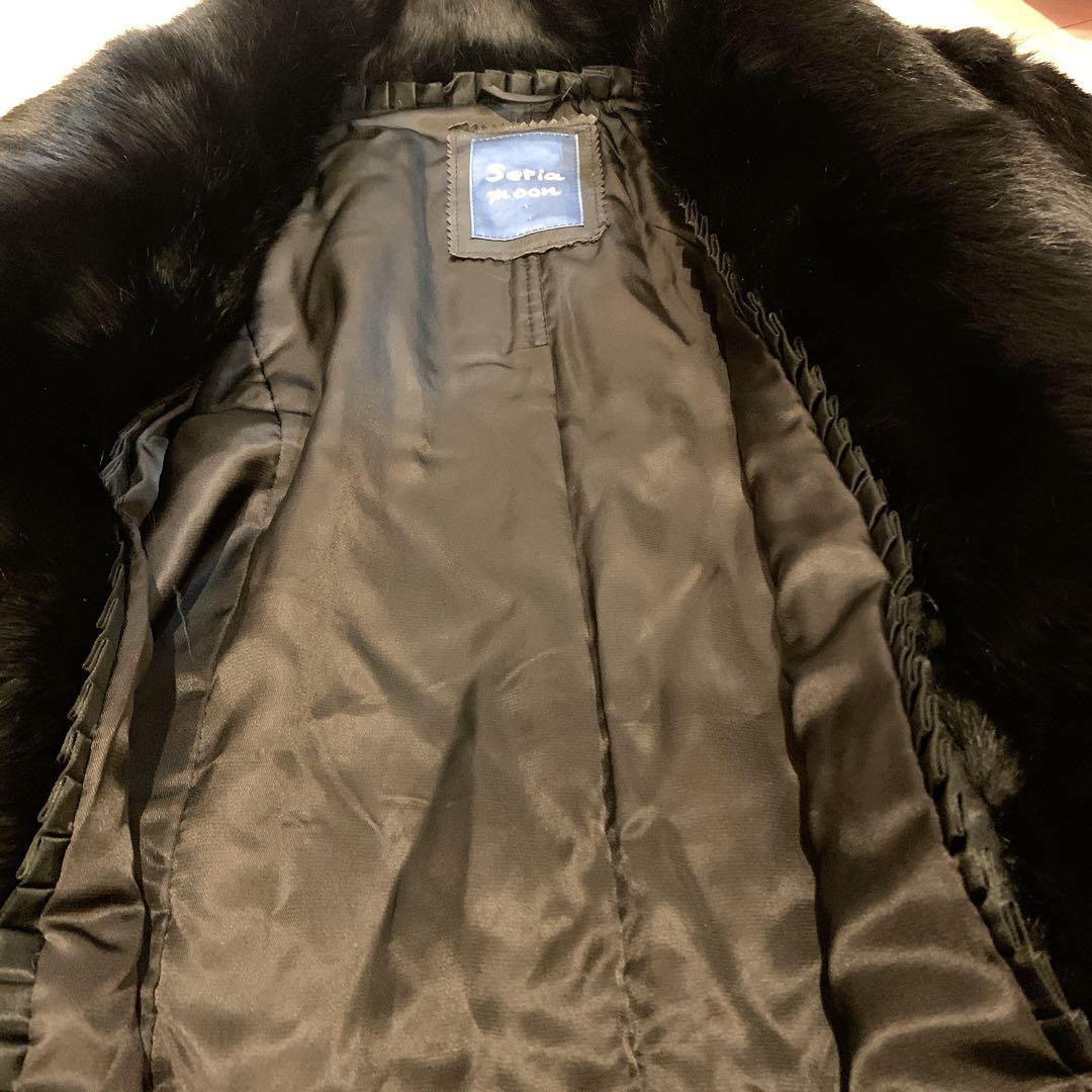 美品 毛皮コート ラビット リアルファー 黒 毛皮 ブラック 美品 毛皮コート ラビット リアルファー 黒 毛皮 ブラック