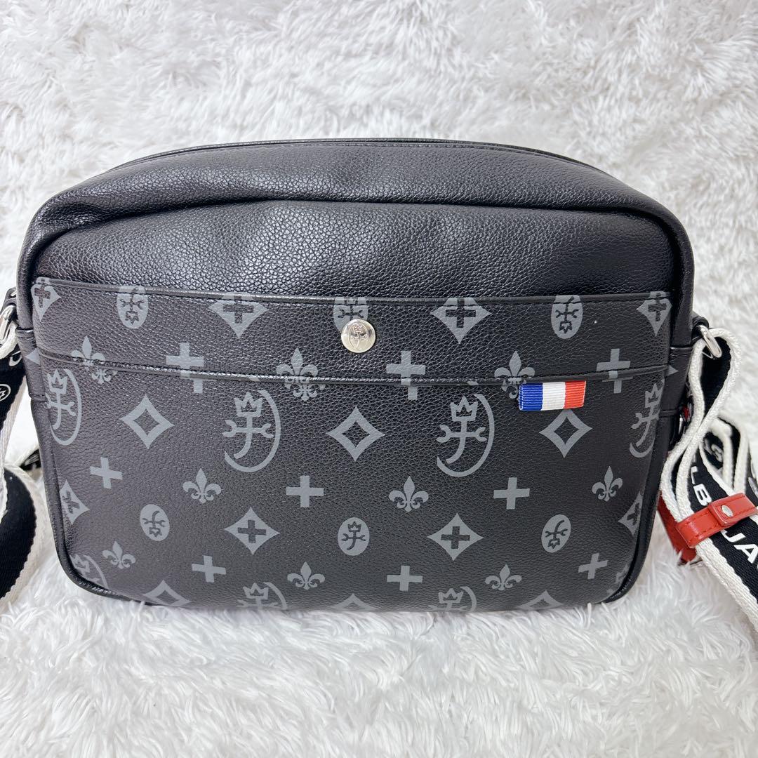 美品 カステルバジャック ショルダーバッグ 黒 本革 総柄 2WAY 美品 カステルバジャック ショルダーバッグ 総柄 レザー