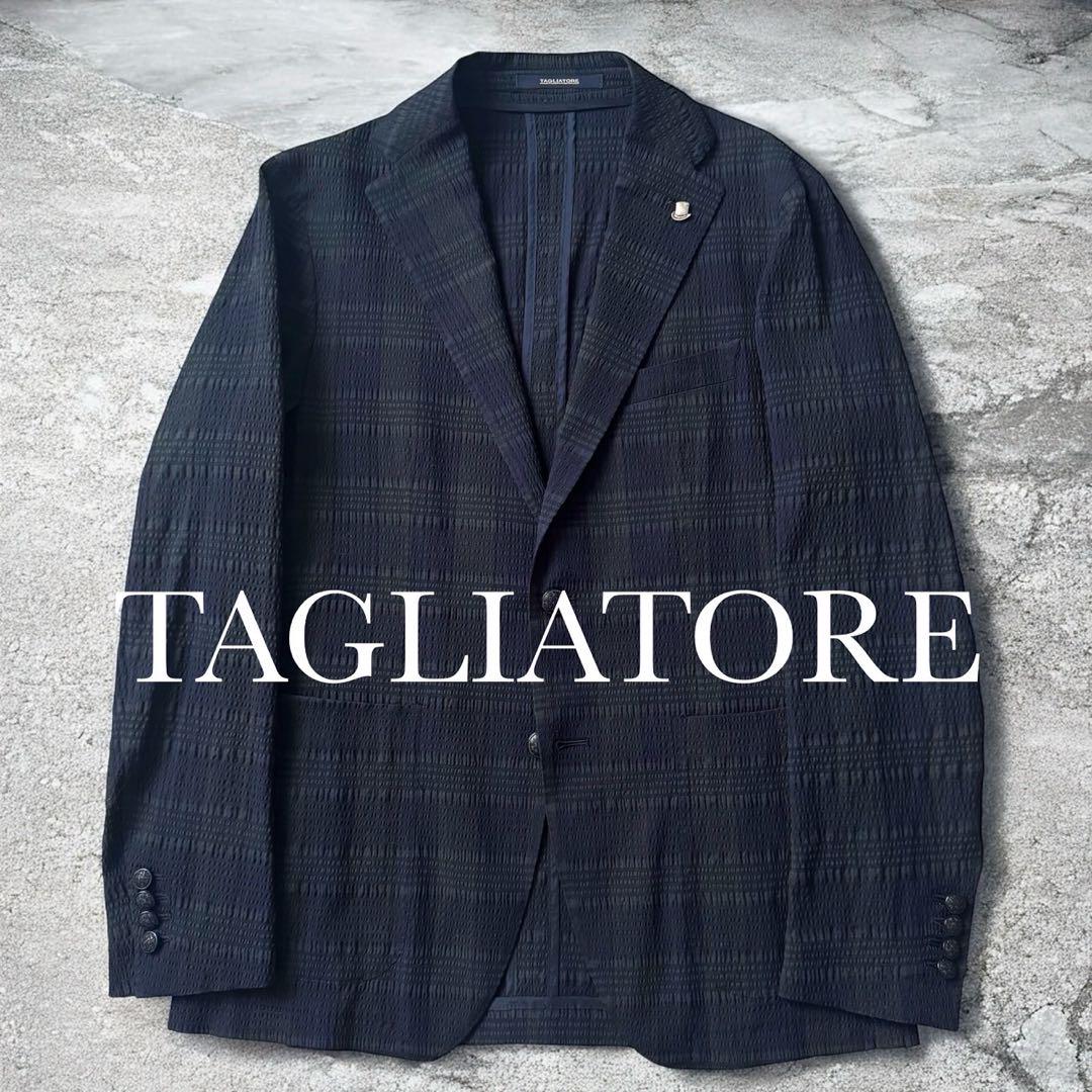 未使用級 TAGLIATORE テーラードジャケット 春夏 シアサッカー生地