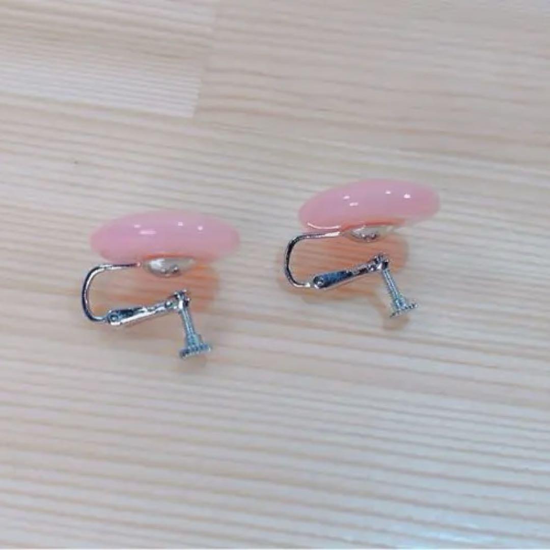 ピンクオパール クリップ式ピアス&ネックレス ピアスは約1.5cm