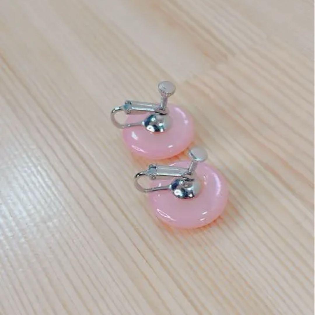 ピンクオパール クリップ式ピアス&ネックレス ピアスは約1.5cm