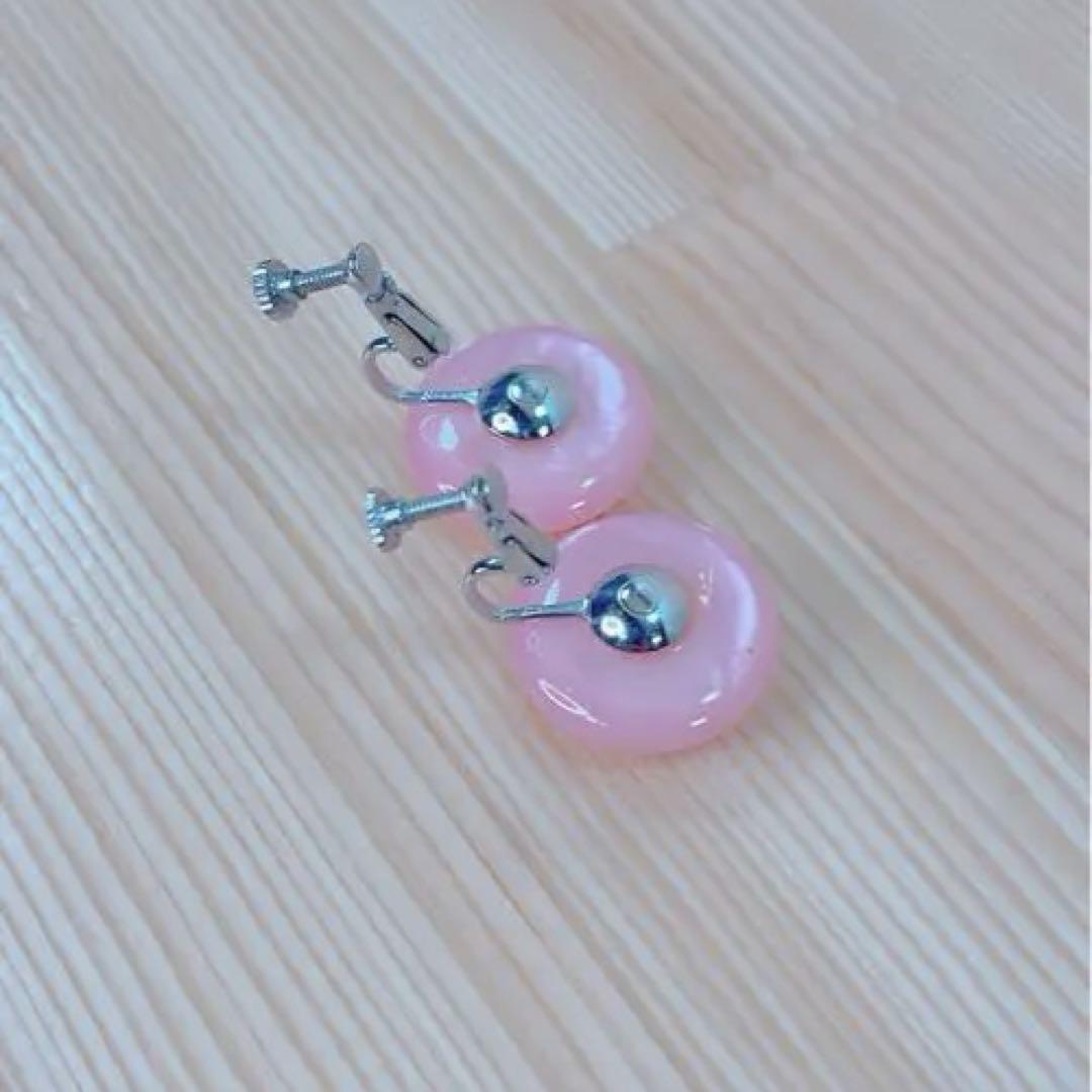 ピンクオパール クリップ式ピアス&ネックレス ピアスは約1.5cm