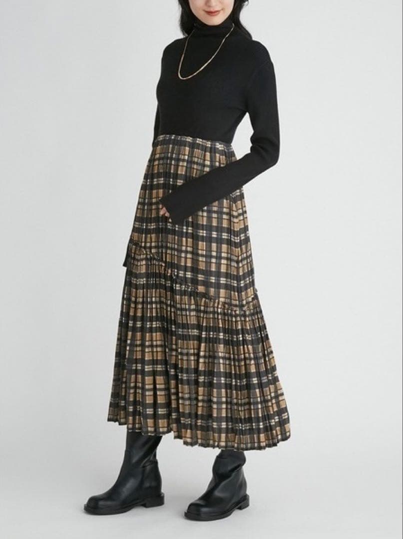 [新品] Mila Owen ニットドッキングワッシャープリーツ チェック Mila Owen ニットドッキングワッシャープリーツワンピース - メルカリ