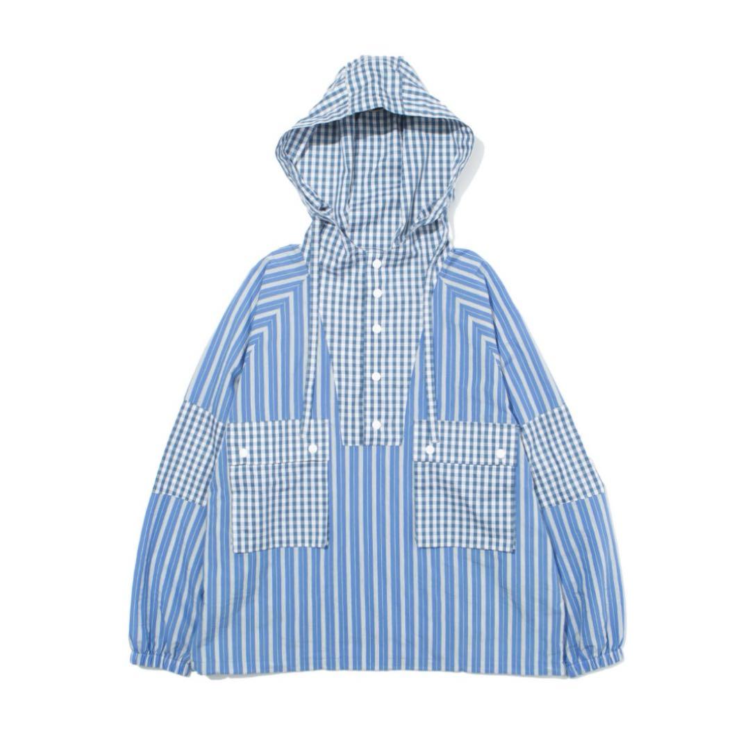 F/CE.　PANELLED HOODIE SHIRT ブルー　L