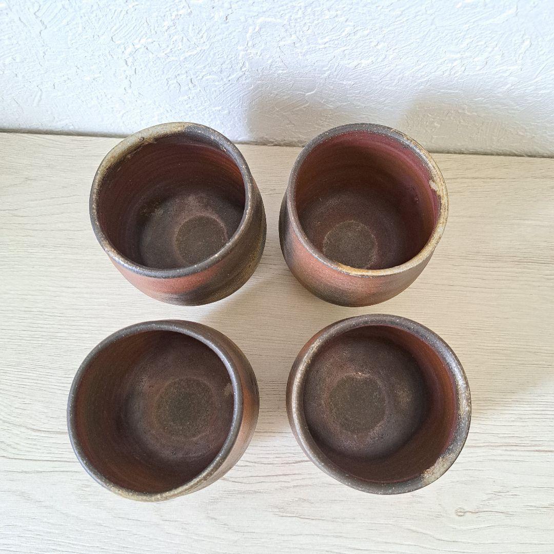 備前焼　小西陶古　湯飲み　【4個セット】 木箱付き