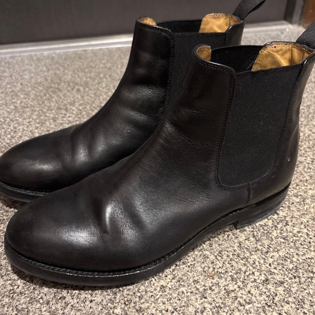 ブラックレザーサイドゴアブーツ サイズ727cm