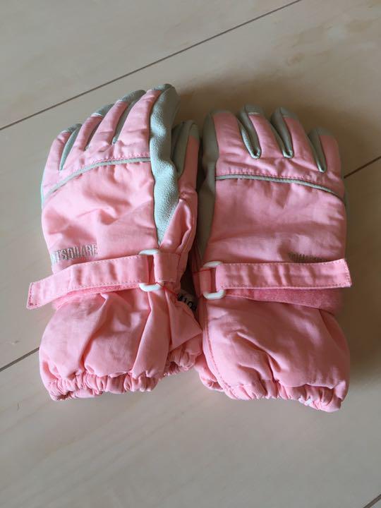 ★スノー手袋 グローブ★防水 110センチ POINT SQUARE ピンク