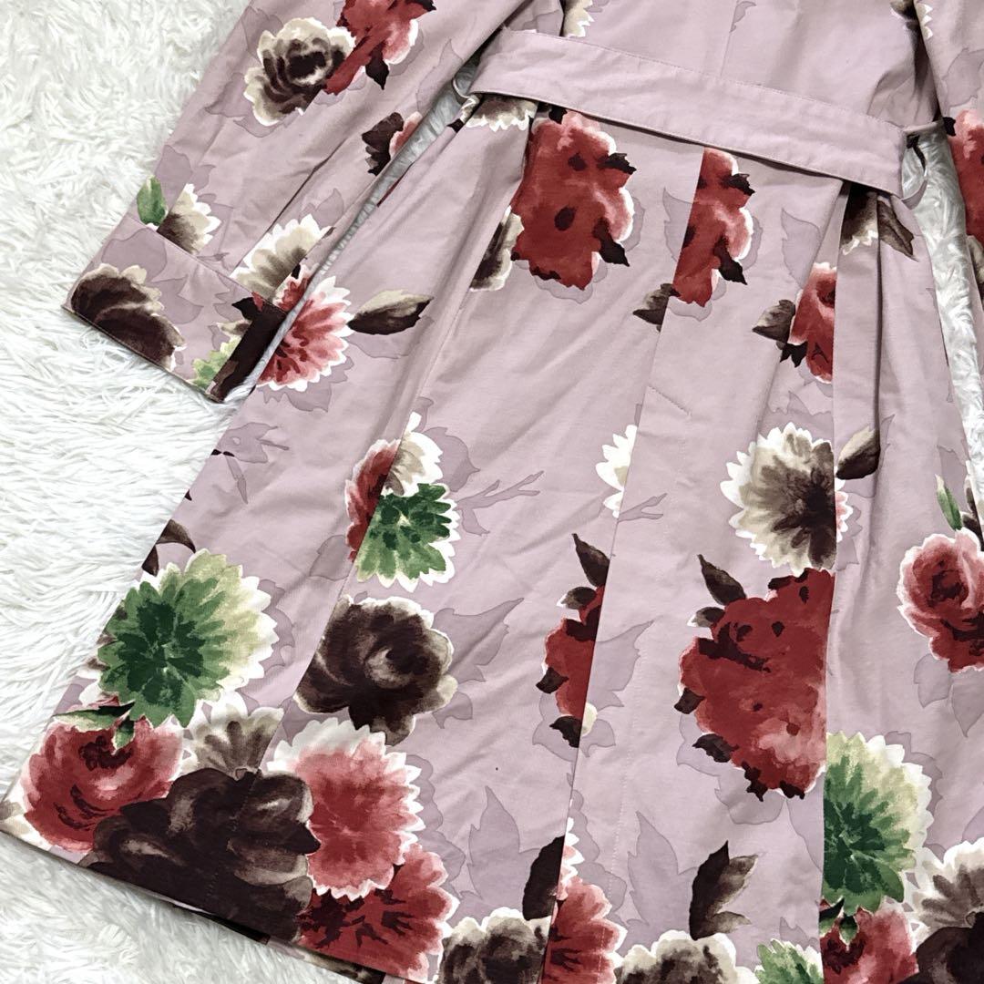 【美品】TOCCA 花柄 スプリング　トレンチコート ベルト付き ピンク