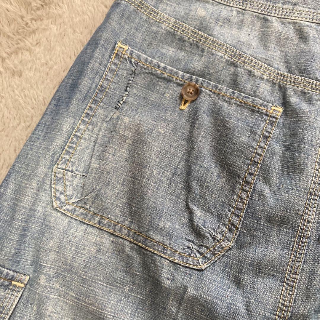 RALPH LAUREN デニムスカートダメージリペア加工ペイントスカート