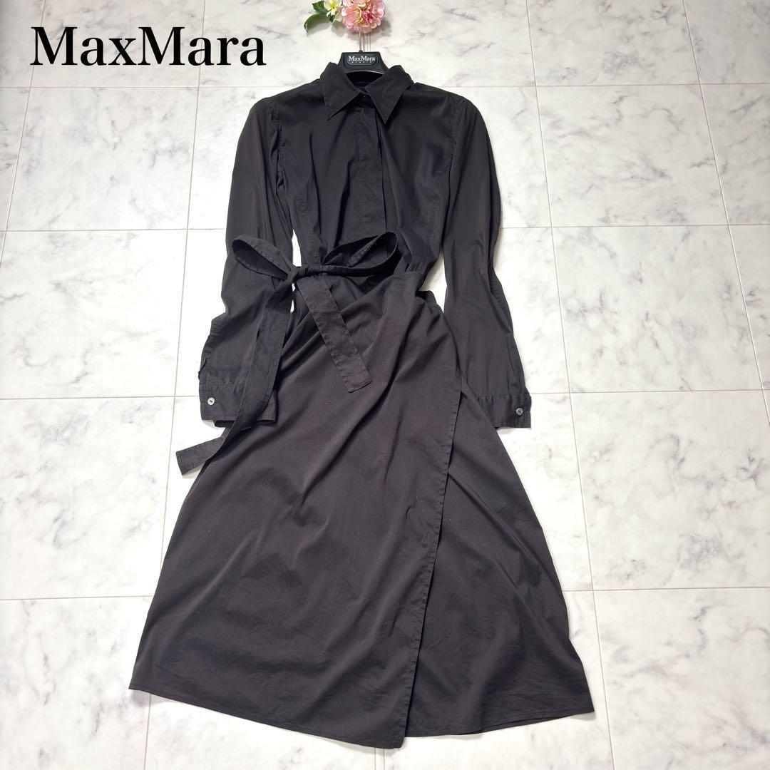 【35％OFF】 ラップワンピース マックスマーラ 美品✨ マキシ丈 着丈 リボン ワンピース