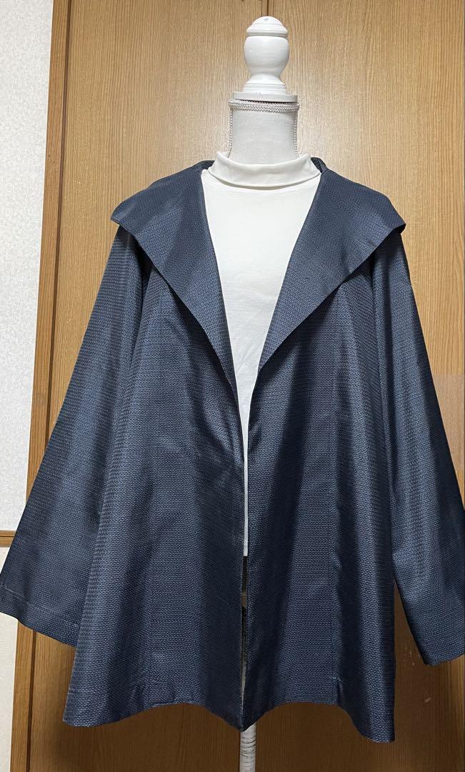 着物リメイク　有松絞りのフード付きジャケット　 L〜 L Lサイズ 日除けに 着物リメイク 有松絞りのフード付きジャケット L〜 L Lサイズ