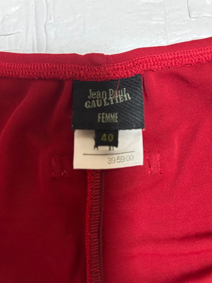 Jean Paul Gaultierレギンスパンツ レッドレース装飾M JEAN PAUL GAULTIER FEMME DECORATOM_COM_BR