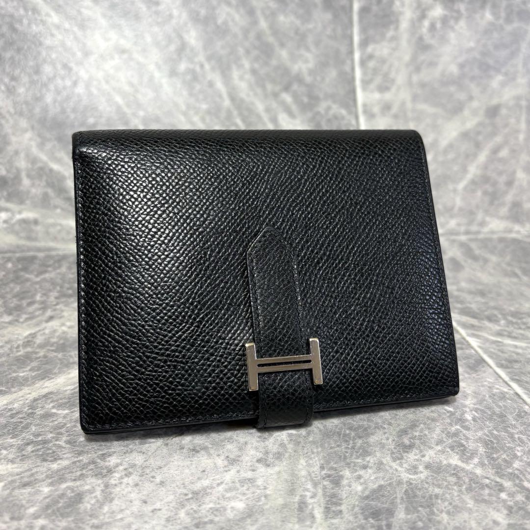 祝開店！大放出セール開催中 ⭐︎HERMES⭐︎ U刻 黒 ブラック コンパクト ベアン エルメス 小物