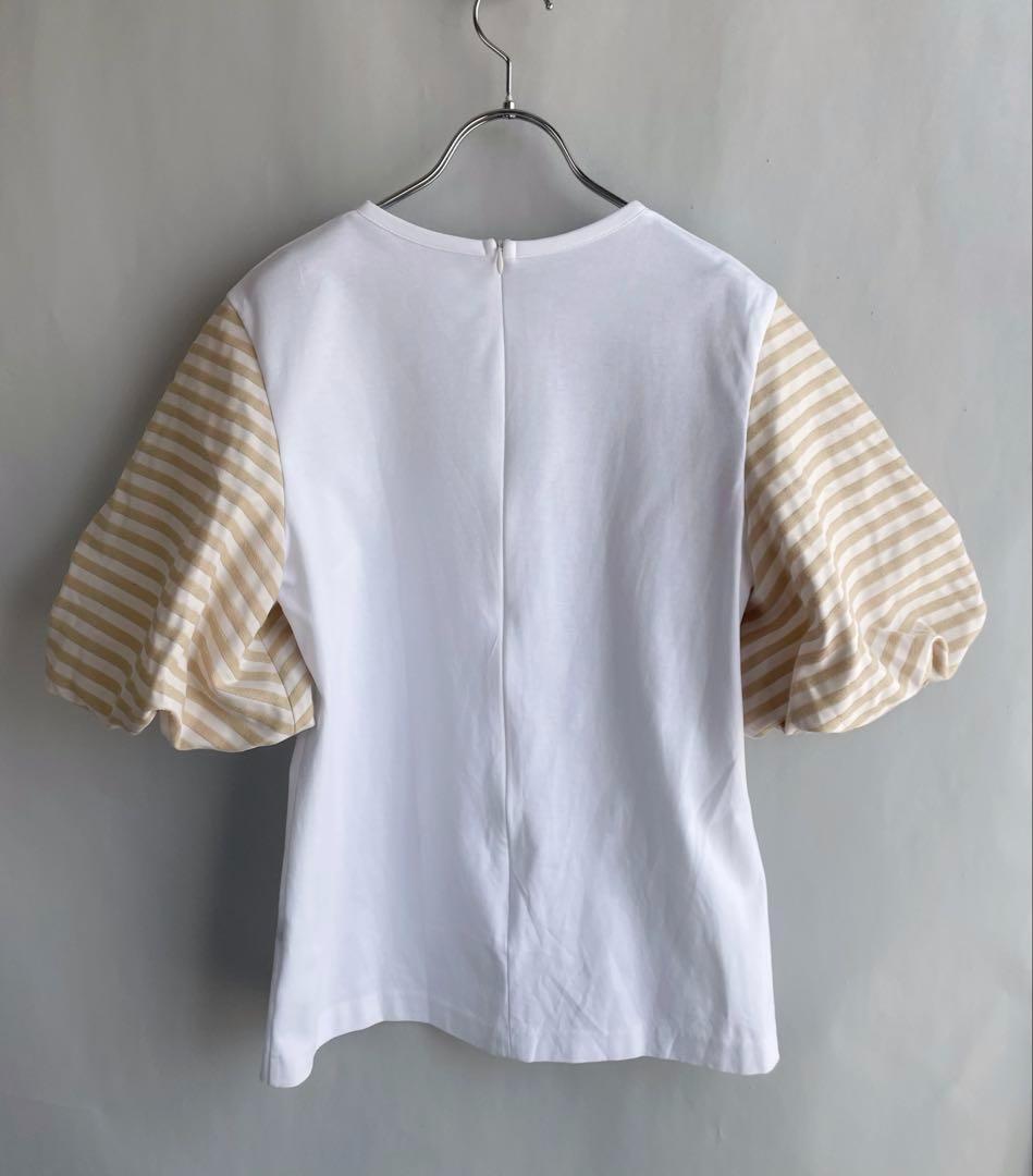 極美品✨ボーダーズアットバルコニー　袖バルーンカットソー　Tシャツ　白　36