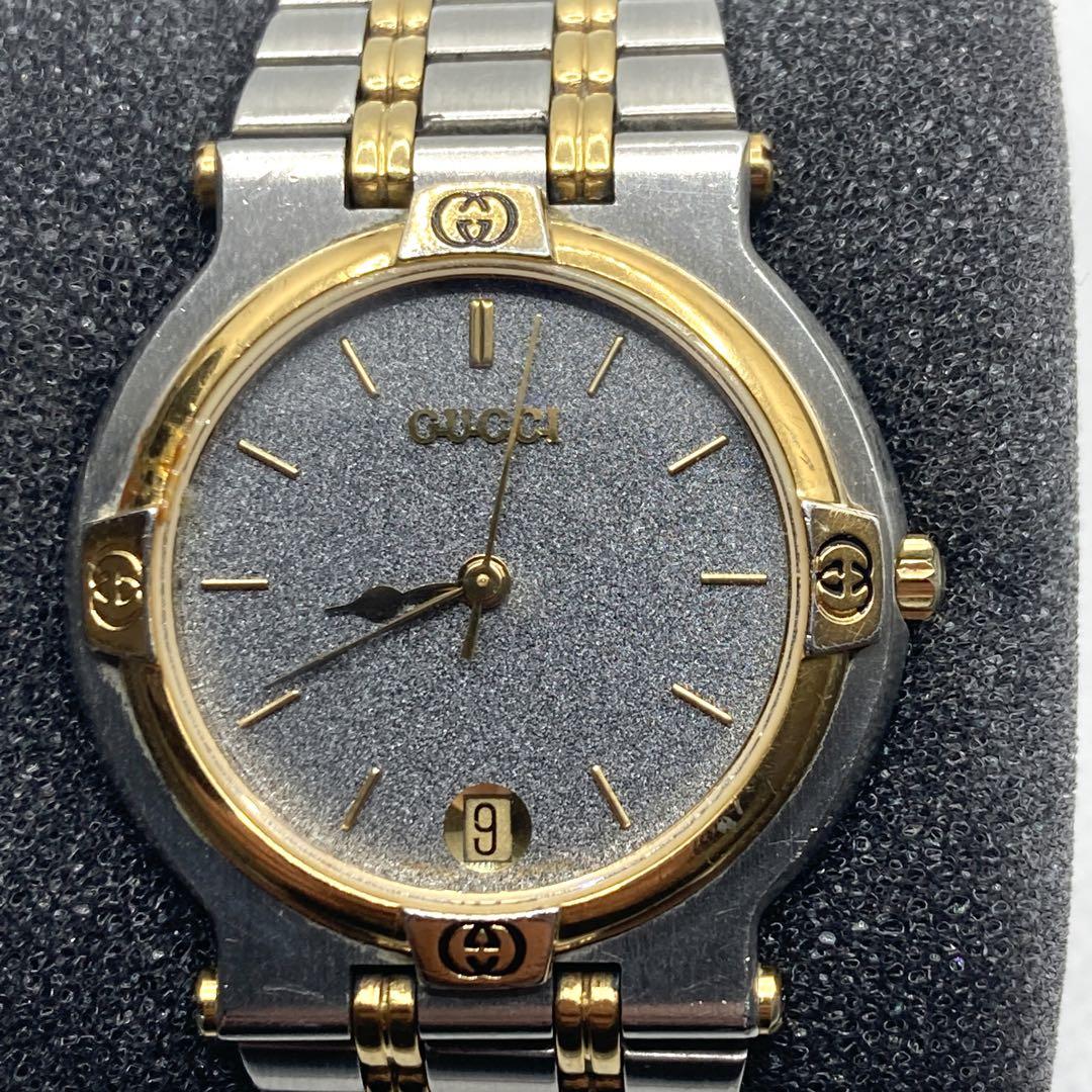 GUCCI 9000L シルバー×ゴールド 黒文字盤 腕時計 s-l400.jpg