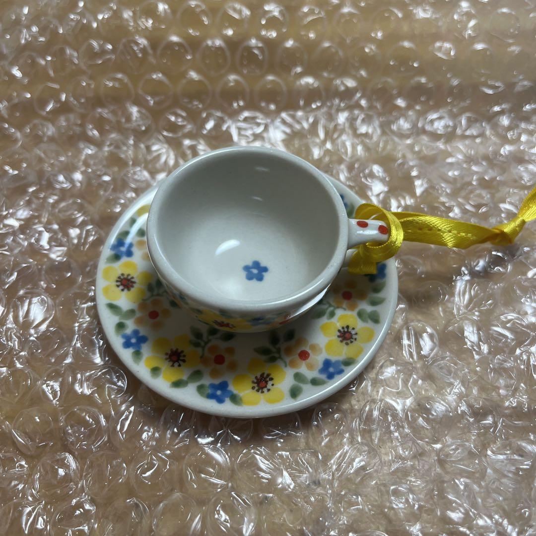 ポーランド食器ミニチュアツェラミカ花柄 カップ＆ソーサーツリーオーナメント