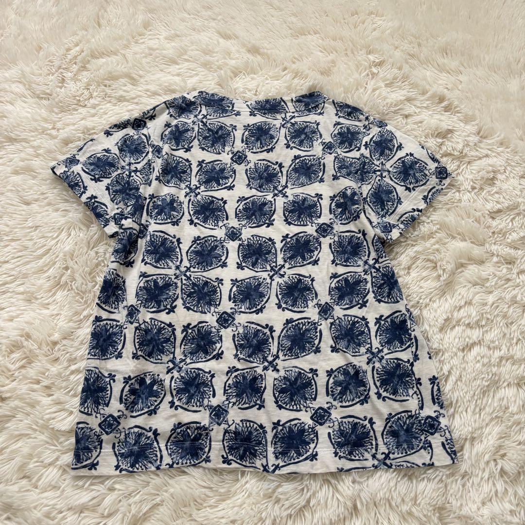 45r インディゴ コットン100% 総柄 Tシャツ L