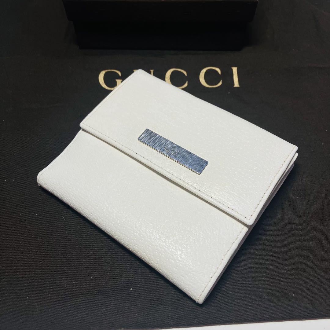 GUCCI 二つ折り財布 ホワイトレザー GUCCI - 新品 グッチ GUCCI 2つ折り財布 ダラーカーフ ホワイト