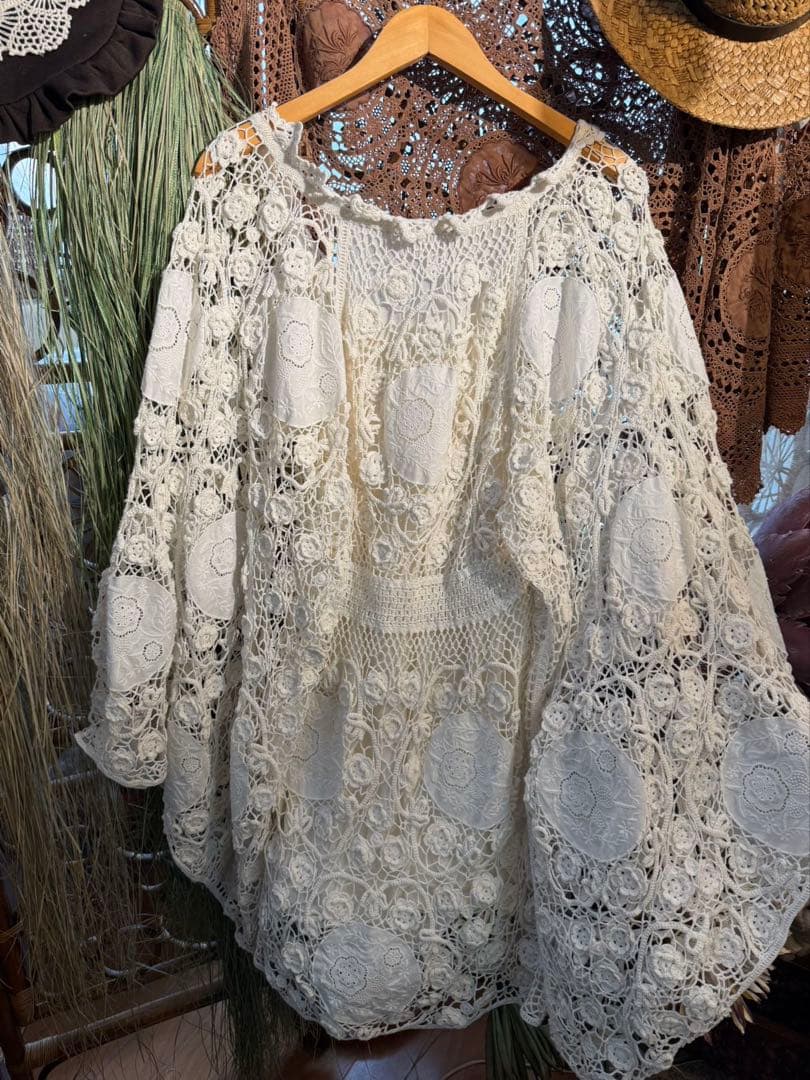 Vintageホワイトレースカーディガン
