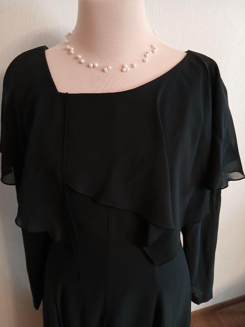 ブラック シフォン レイヤードドレス