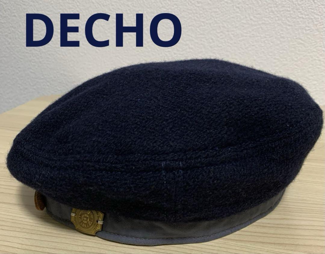 DECHO デコー 日本製 ウール混 ベレー帽 ネイビー