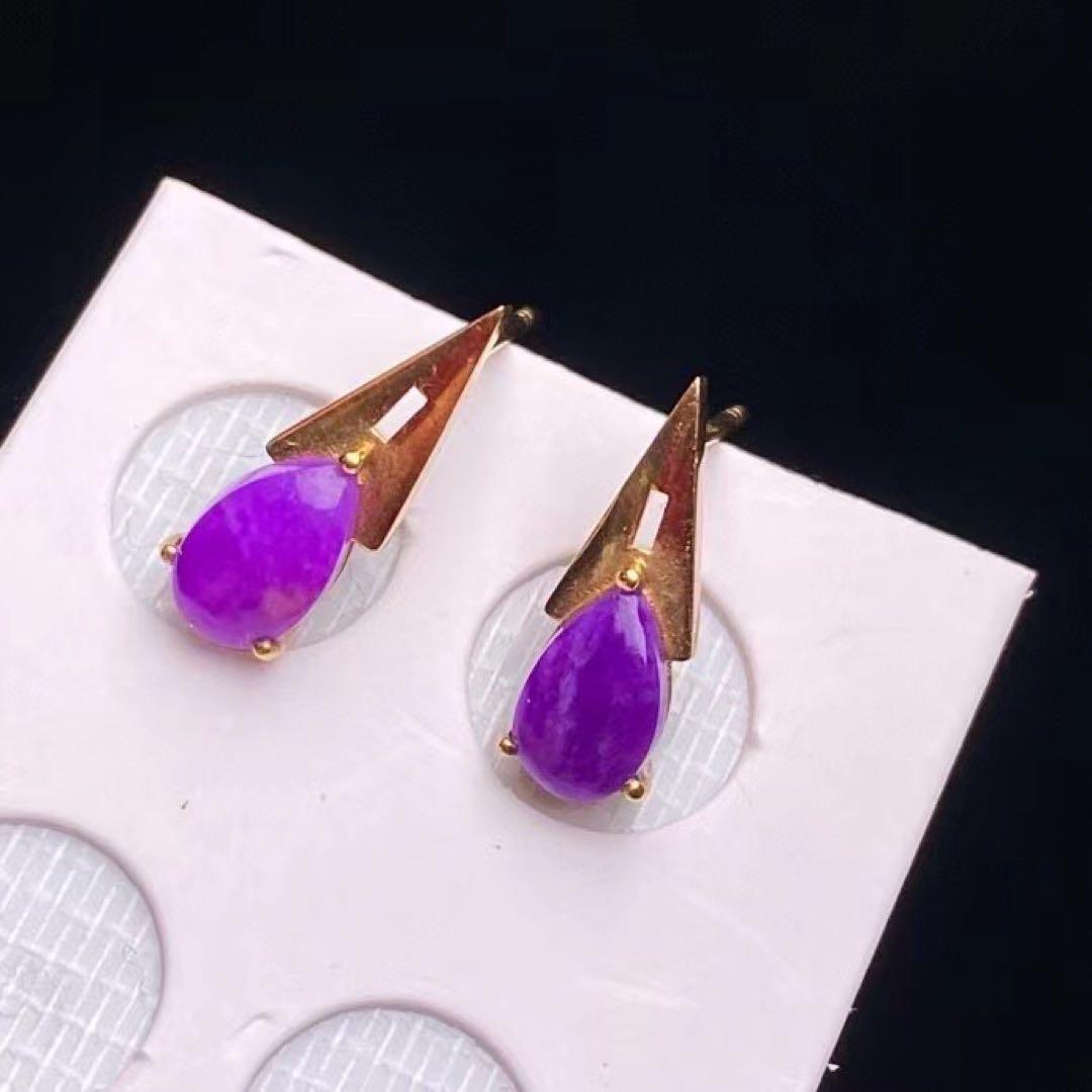 ⭐︎【高級】スギライト ピアス k18 14.9x5.4mm