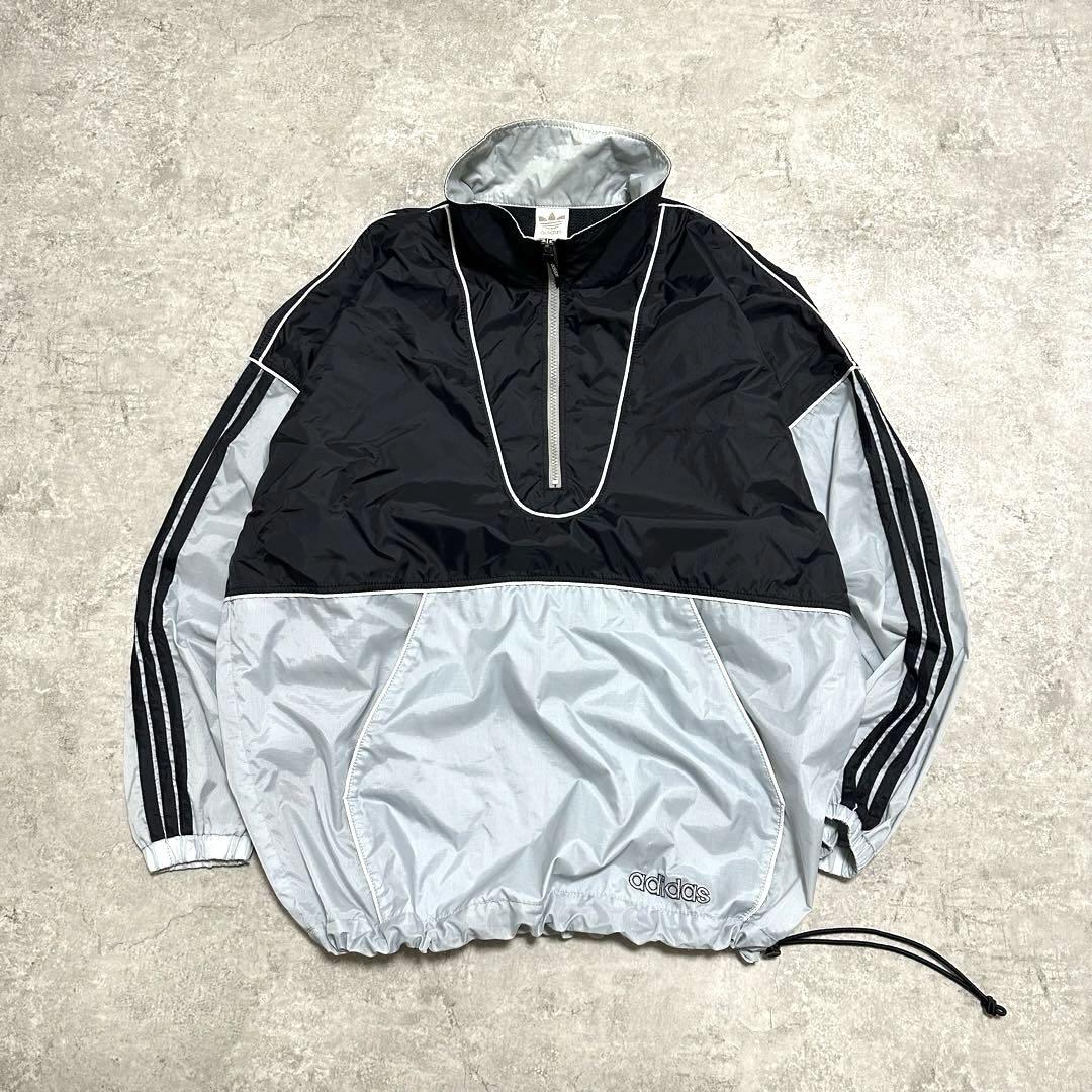 【在庫限り】 90s adidas アディダス ハーフジップ ナイロンジャケット 銀タグ ジャケット・アウター