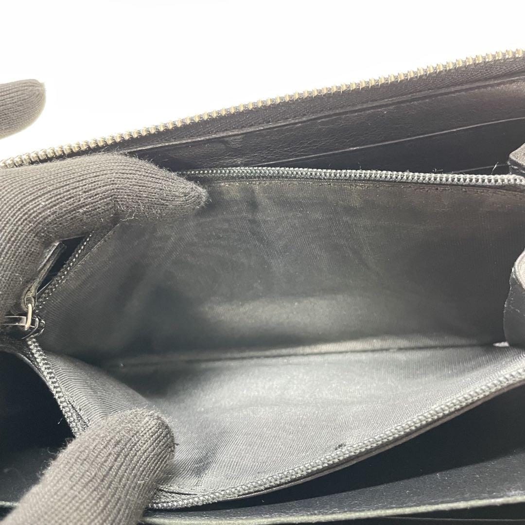 1029 GUCCI グッチ シマレザー ブラック 長財布 ファスナー破損