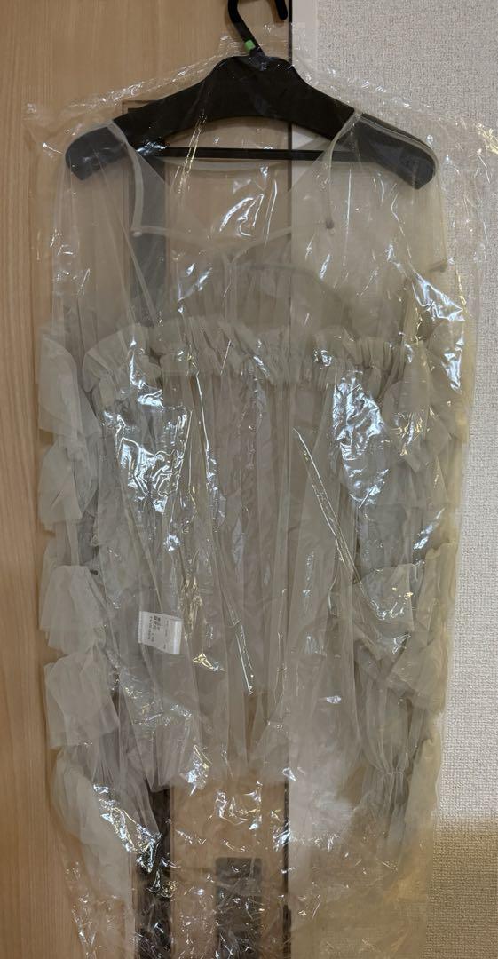 decorative tulle tops ベージュ