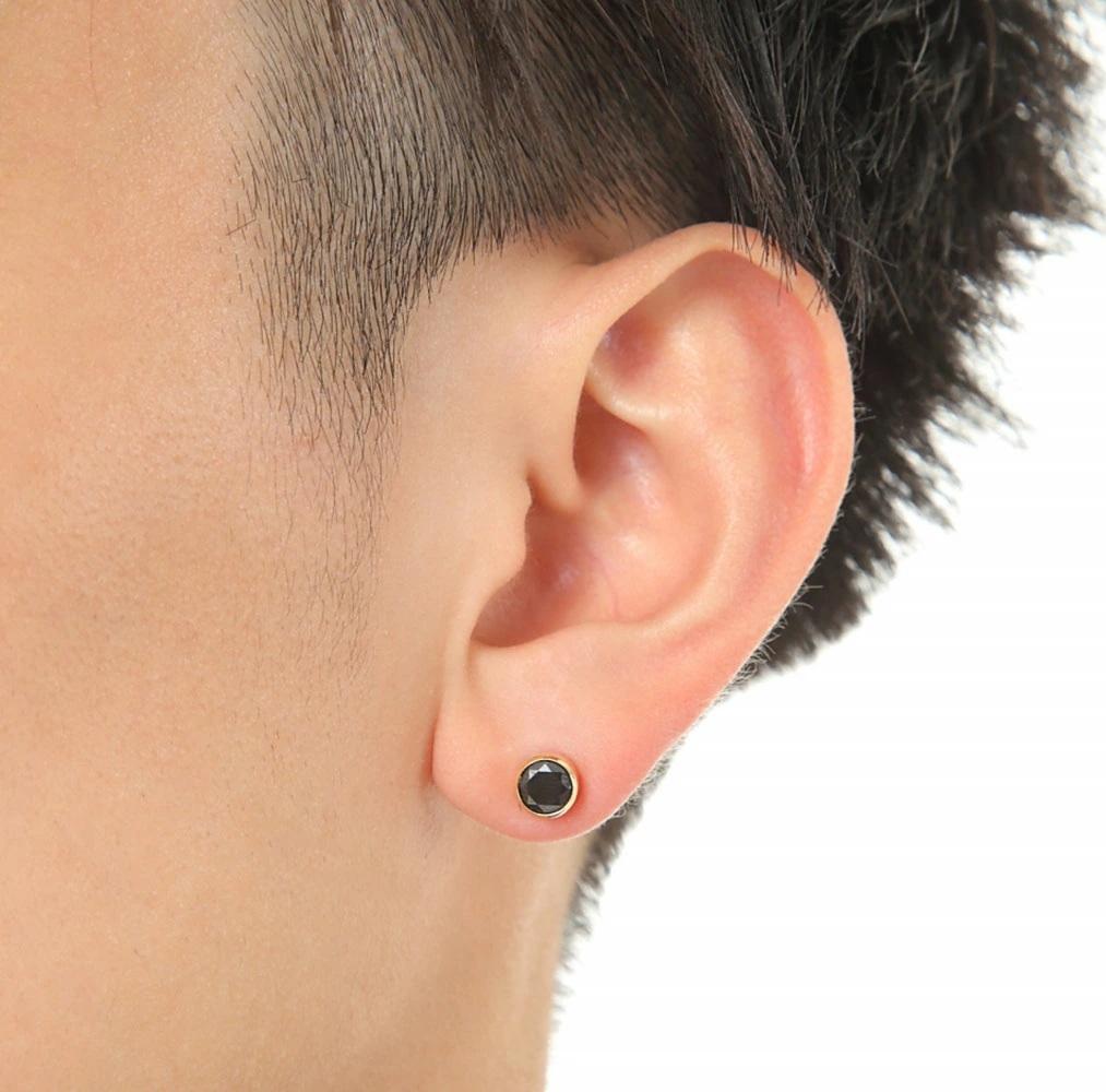 K18 ブラック メンズピアス 18金