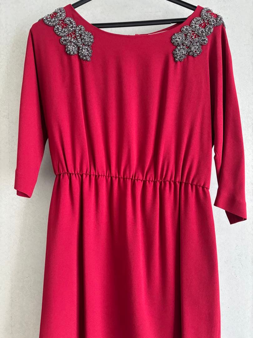 Diagram ビジュー付七分袖ワンピース