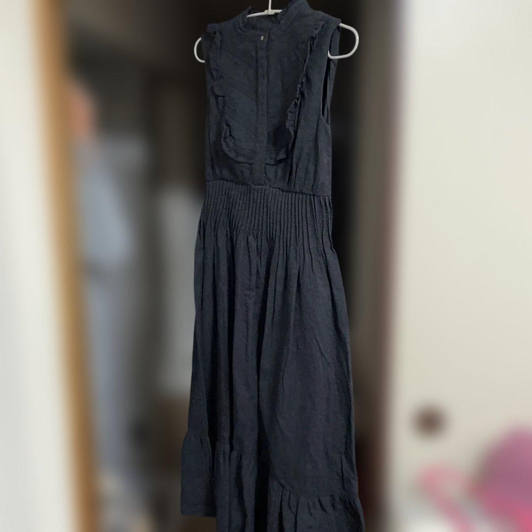 Paisley Cotton Lace Long Dress M 黒ワンピース