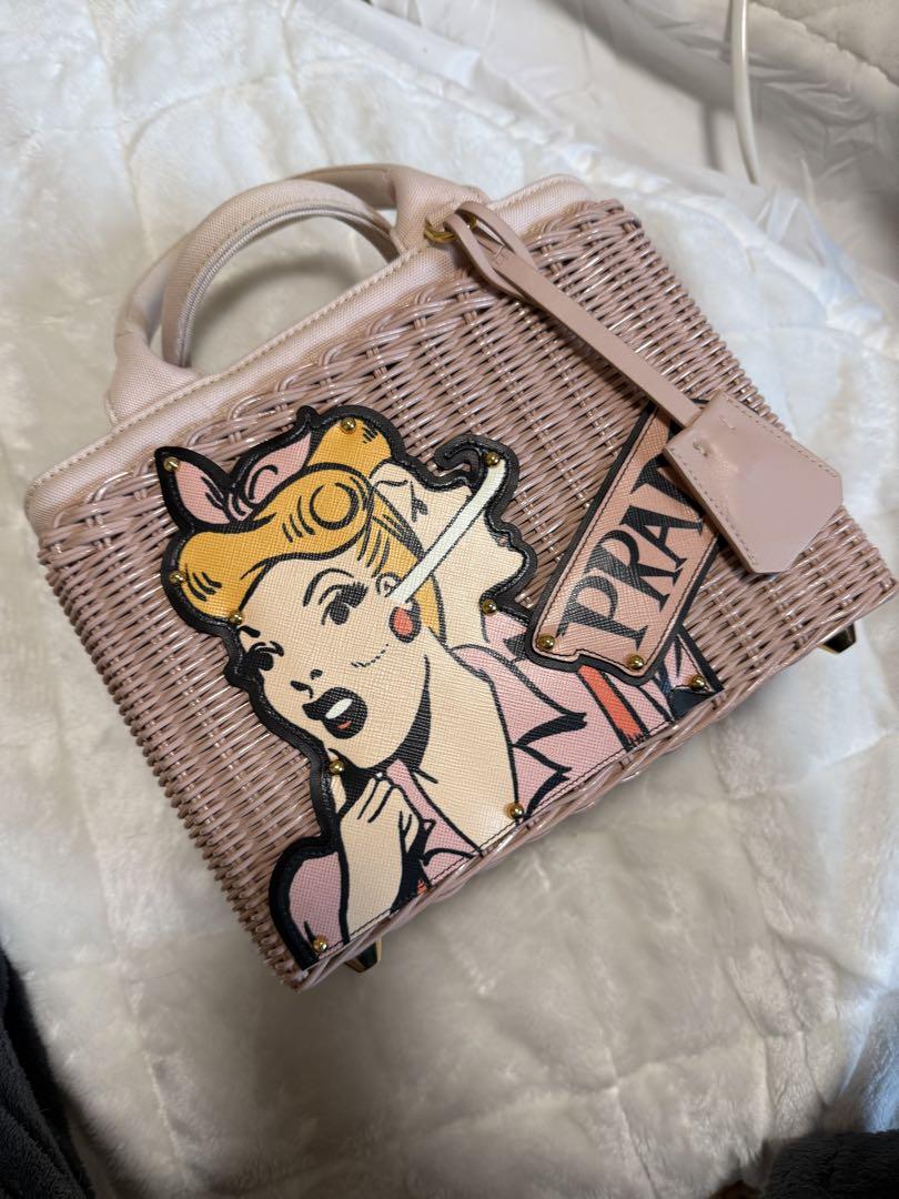 【希少】PRADA イラスト付きかごバッグ