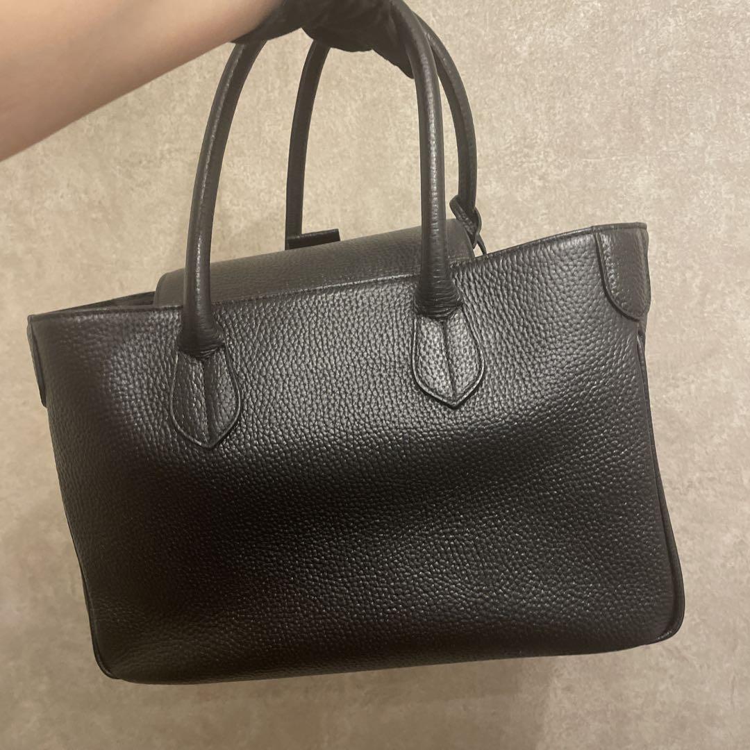 A.D.M.J 牛革 かぶせ付き トートバッグ 32cm お受験、学校行事
