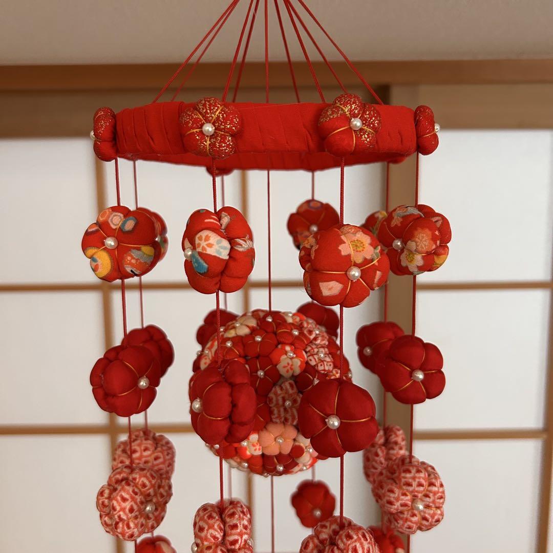 吊るし飾り 彩り9連 赤色 くす玉お花⭐︎ひな祭り 正月飾り