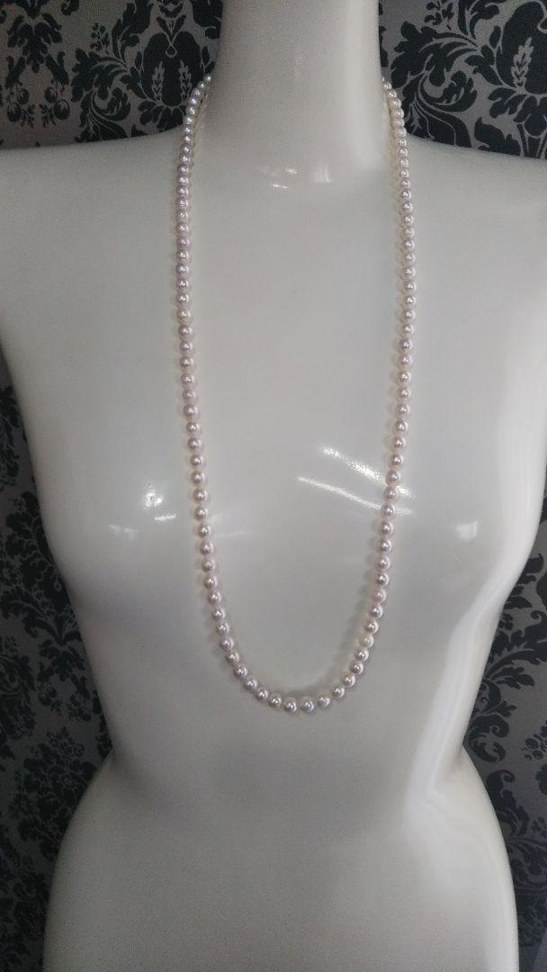 【照り艶、色美しい※あこや本真珠】6.8mm 前後80cm ロングネックレス