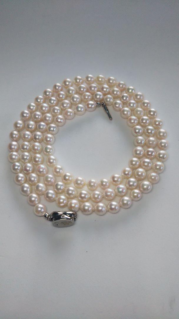 【照り艶、色美しい※あこや本真珠】6.8mm 前後80cm ロングネックレス