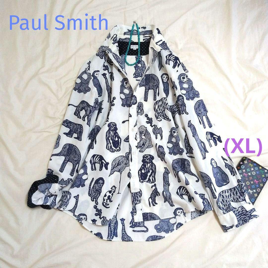 【訳あり】Paul Smith　アニマル総柄　長袖シャツ　(XL)