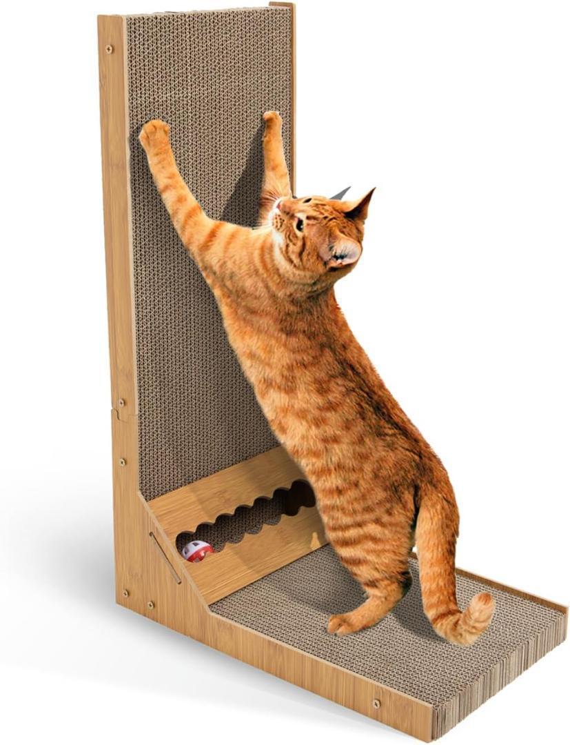 猫用L字型スクラッチャー 猫 爪研ぎ 組み立て 音が出るボール