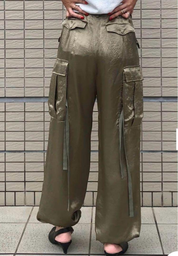 グレースクラス　サテンカーゴパンツ とろみ感　カーキー nrcg.lt